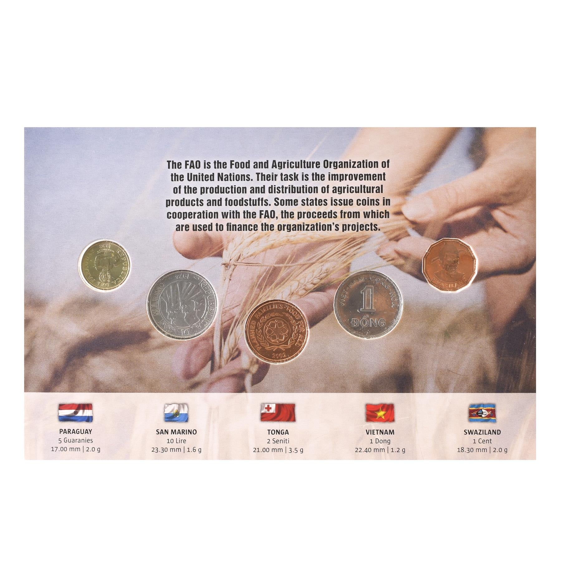 FAO Coin Set | Food and Agriculture Organization of the United Nations | Ananas | Rice | Taro | Honey Bee | Cotton Plant