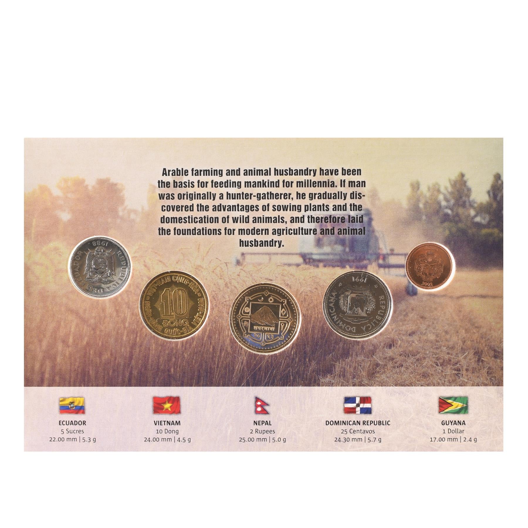 Farming Coin Set | Blistercard | Rice Harvesting | Oxes and carts | Farmers ploughing | Banana plants