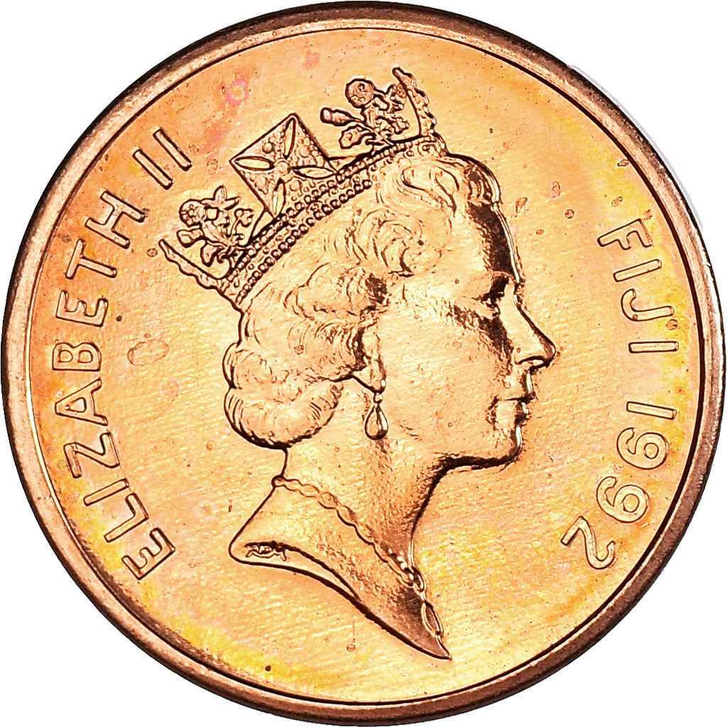 Fiji | 1 Cent Coin | Elizabeth II | Tanoa Kava Bowl | KM49a | 1990 - 2001