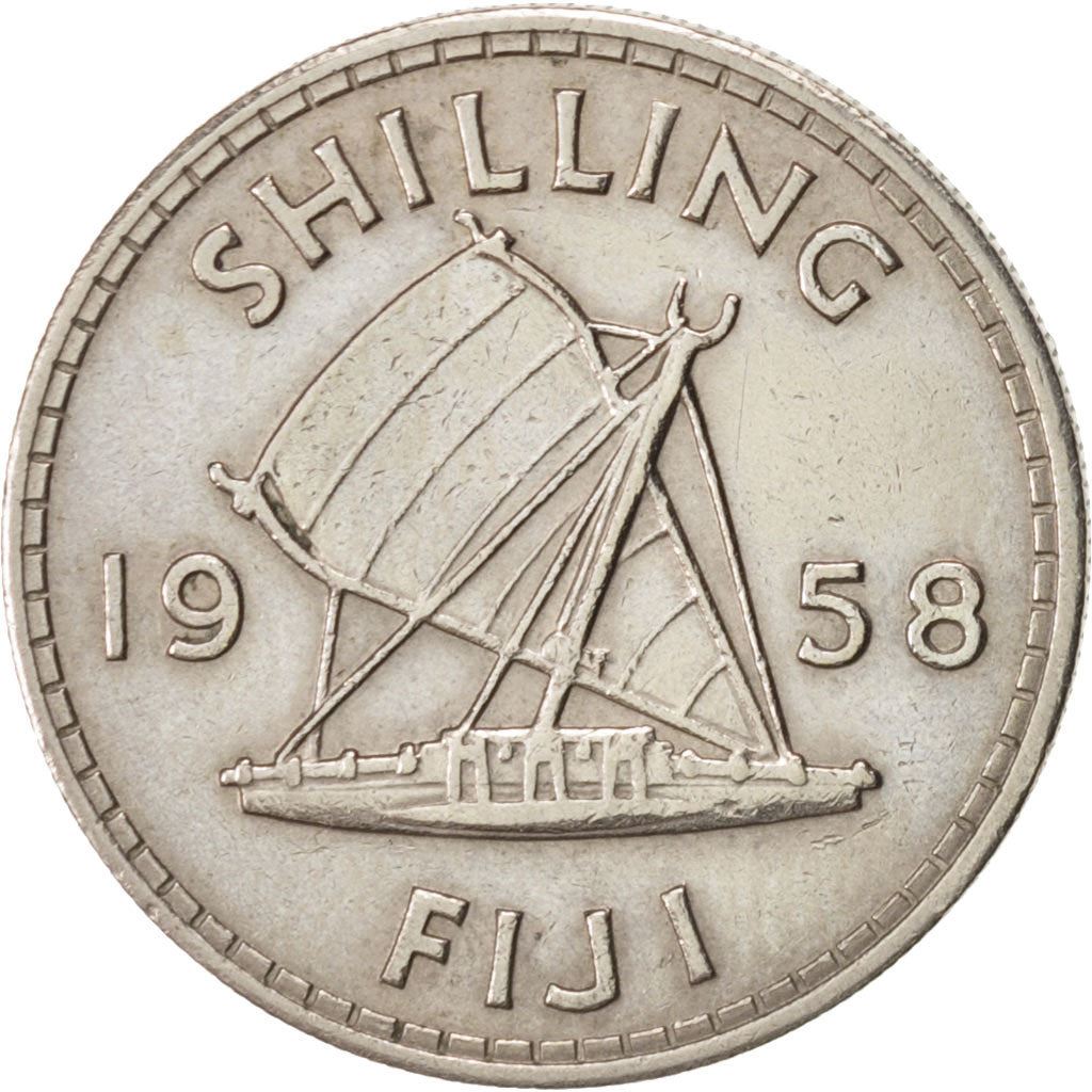 Fiji | 1 Shilling Coin | Fijian sailboat | Km:23 | 1957 - 1965