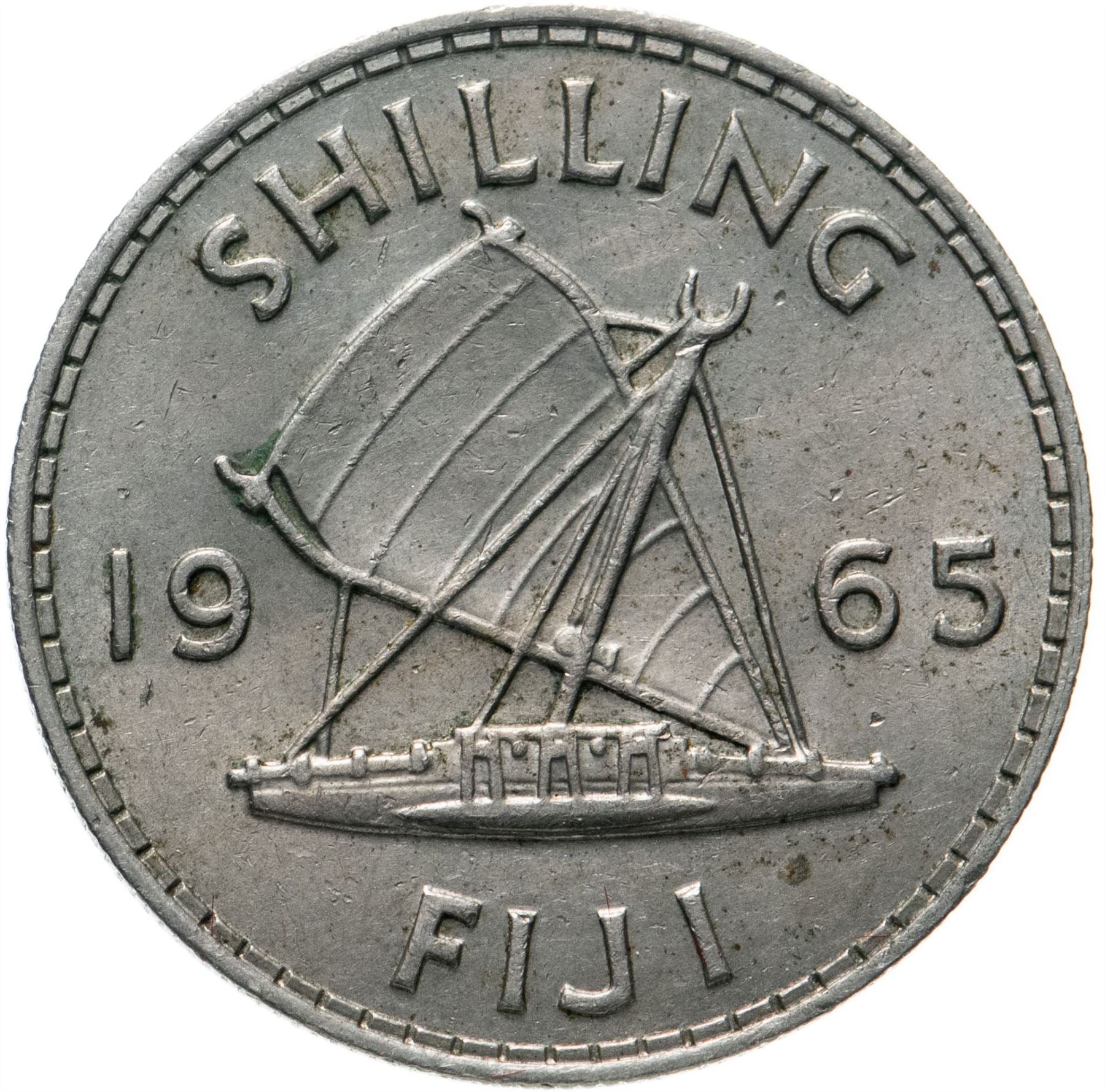 Fiji | 1 Shilling Coin | Fijian sailboat | Km:23 | 1957 - 1965