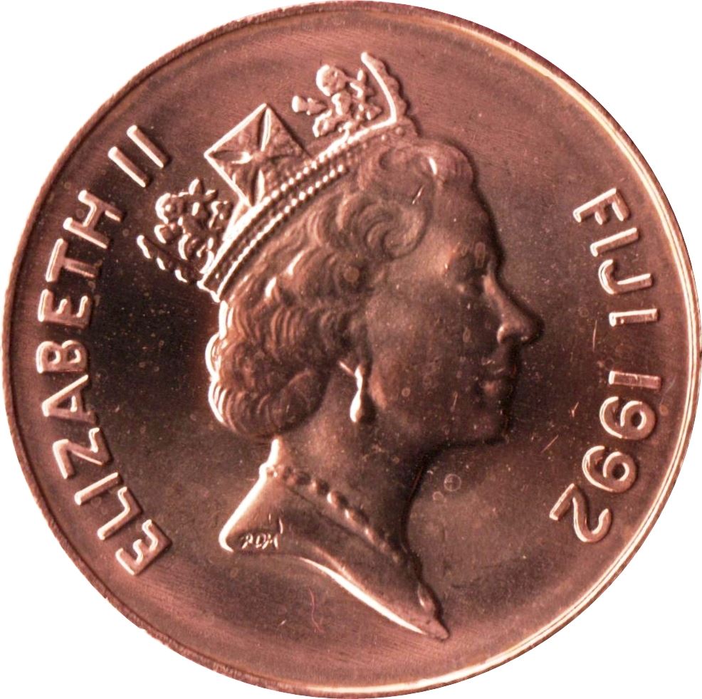 Fiji | 2 Cents Coin | Elizabeth II | Palm Fan | KM50a | 1990 - 2001