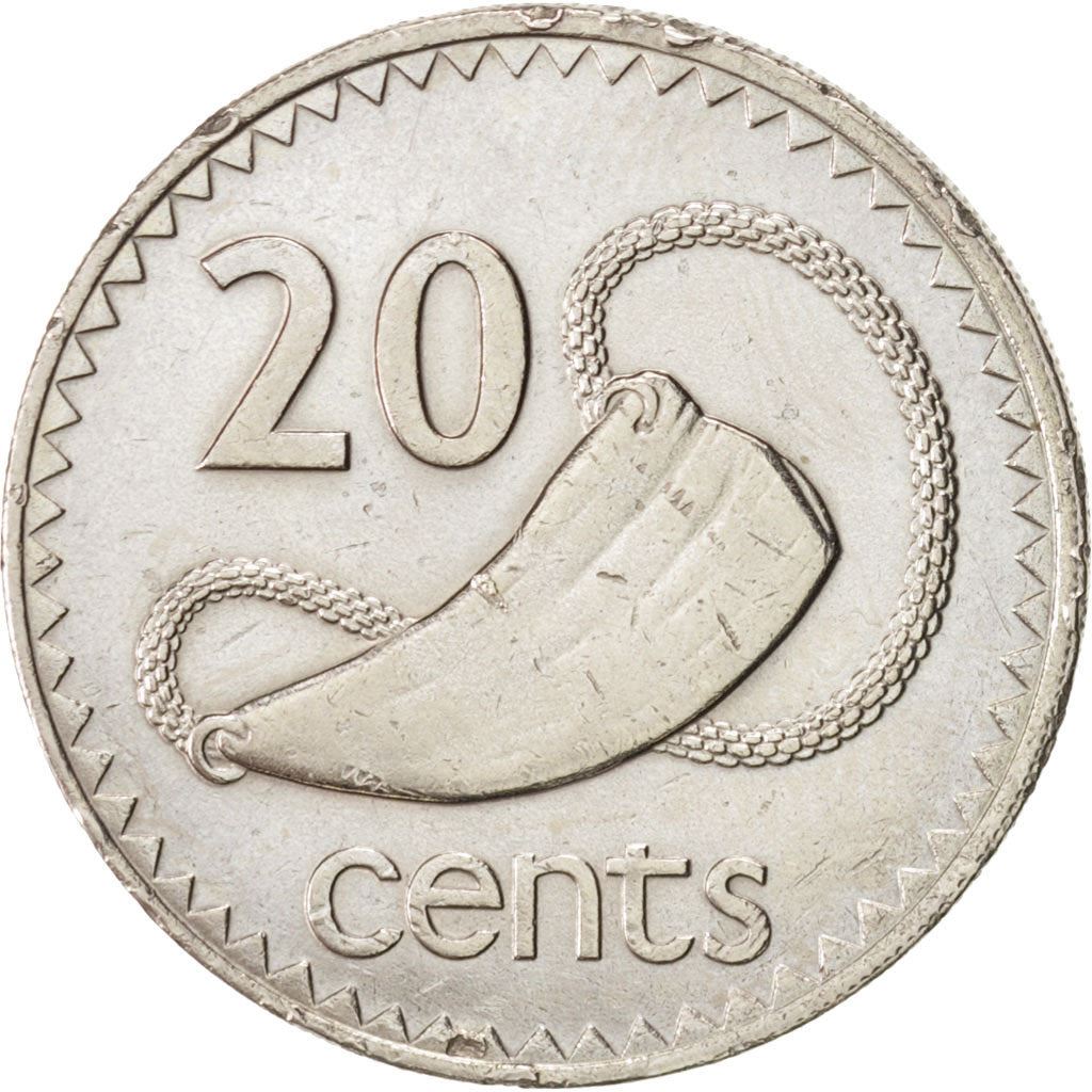 Fiji | 20 Cents Coin | Sperm whale tooth | Km:53 | 1986 - 1987