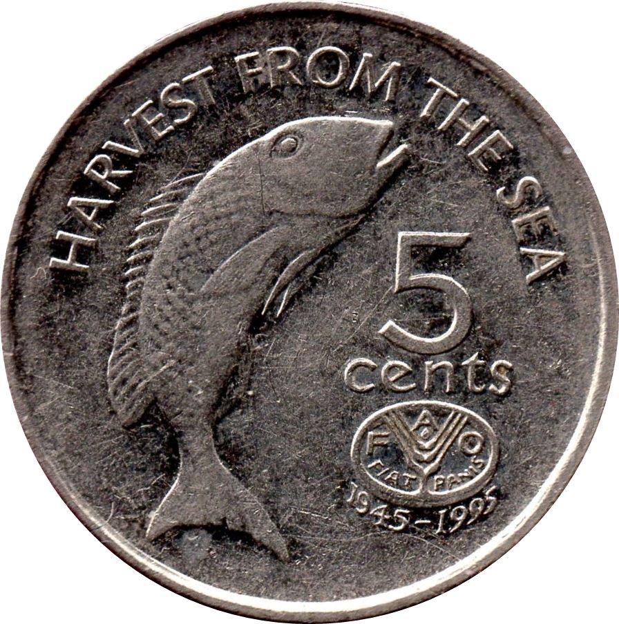 Fiji | 5 Cents Coin | FAO | KM:77 | 1995