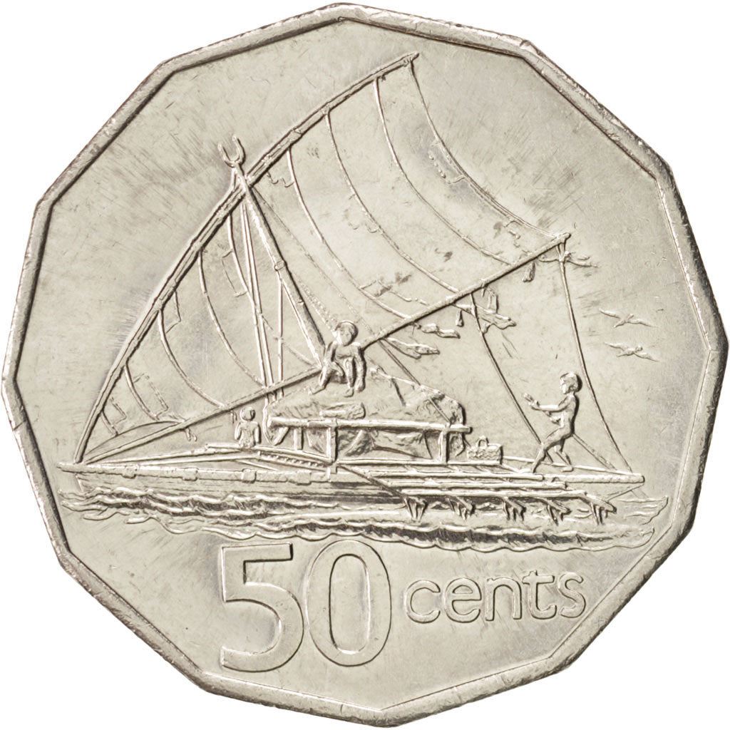 Fiji | 50 Cents Coin | Sailing canoe | Km:54A | 1990 - 2006