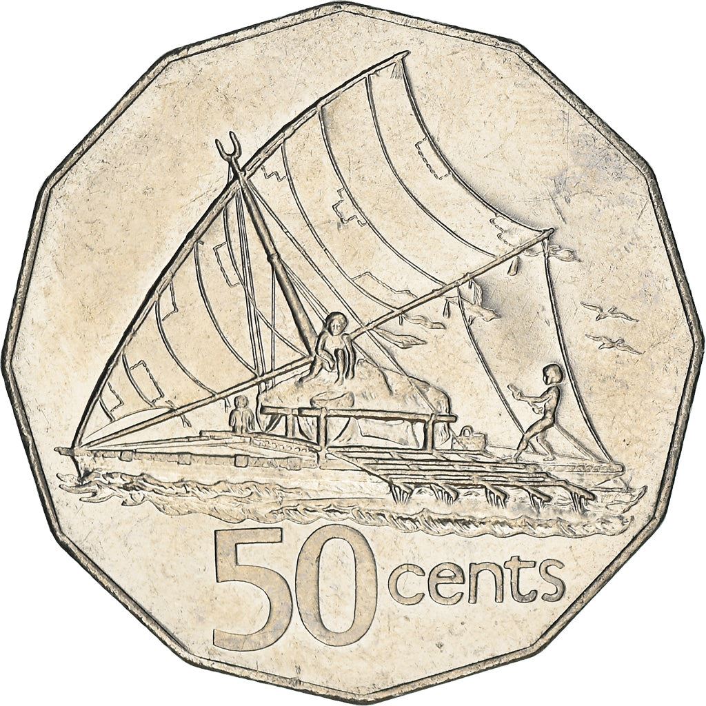 Fiji | 50 Cents Coin | Sailing canoe | Km:54A | 1990 - 2006