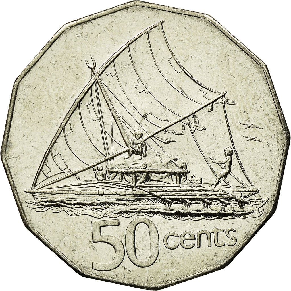 Fiji | 50 Cents Coin | Sailing canoe | Km:54A | 1990 - 2006