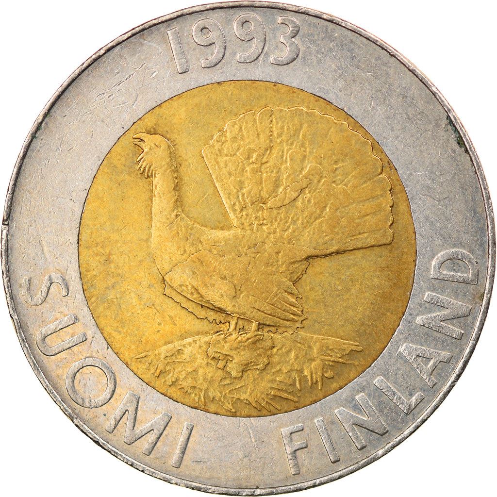 Finland Coin Finnish 10 Markkaa | Capercaillie Bird | Rowna Branch | KM77 | 1993 - 2001