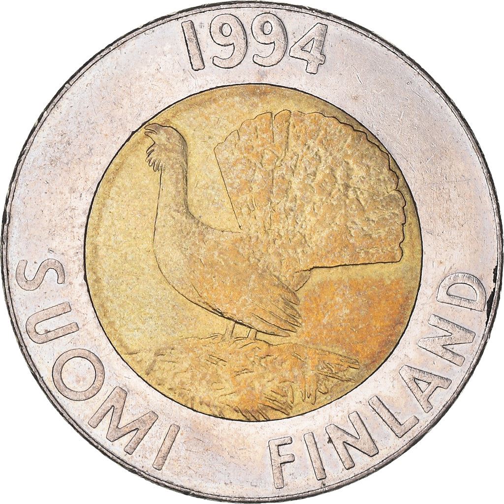 Finland Coin Finnish 10 Markkaa | Capercaillie Bird | Rowna Branch | KM77 | 1993 - 2001