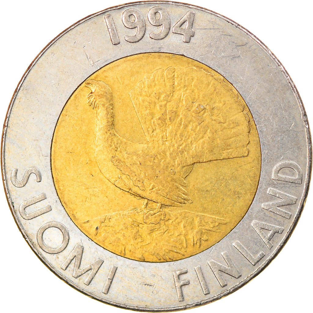 Finland Coin Finnish 10 Markkaa | Capercaillie Bird | Rowna Branch | KM77 | 1993 - 2001