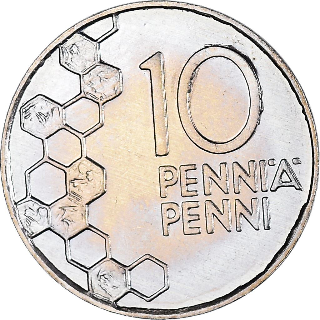 Finland Coin Finnish 10 Pennia | Lily of The Valley | Honeycombs | KM65 | 1990 - 2001