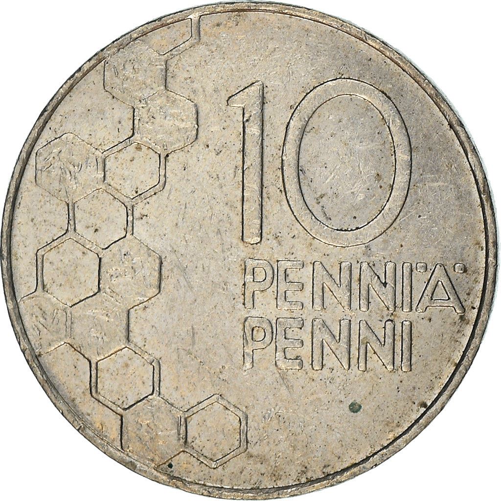 Finland Coin Finnish 10 Pennia | Lily of The Valley | Honeycombs | KM65 | 1990 - 2001