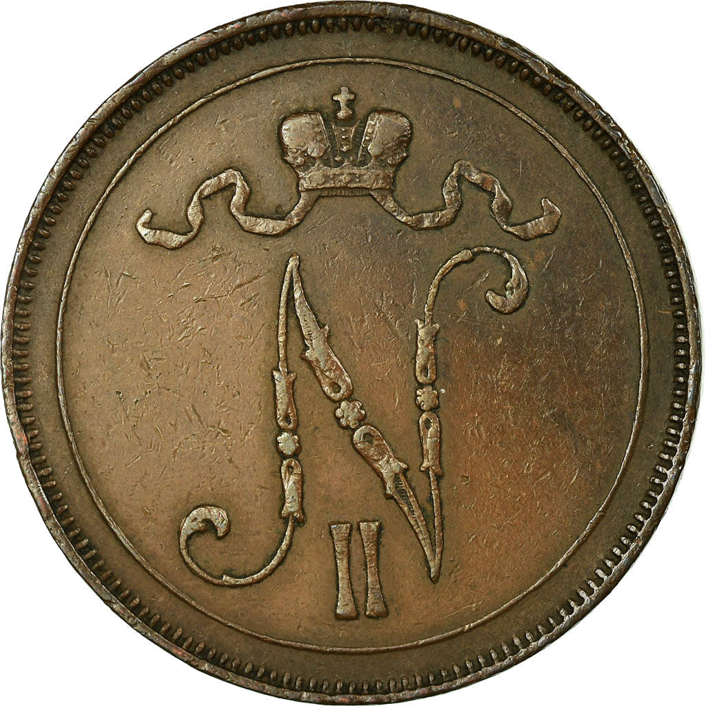 Finland Coin Finnish 10 Pennia | Nikolai II | KM14 | 1895 - 1917