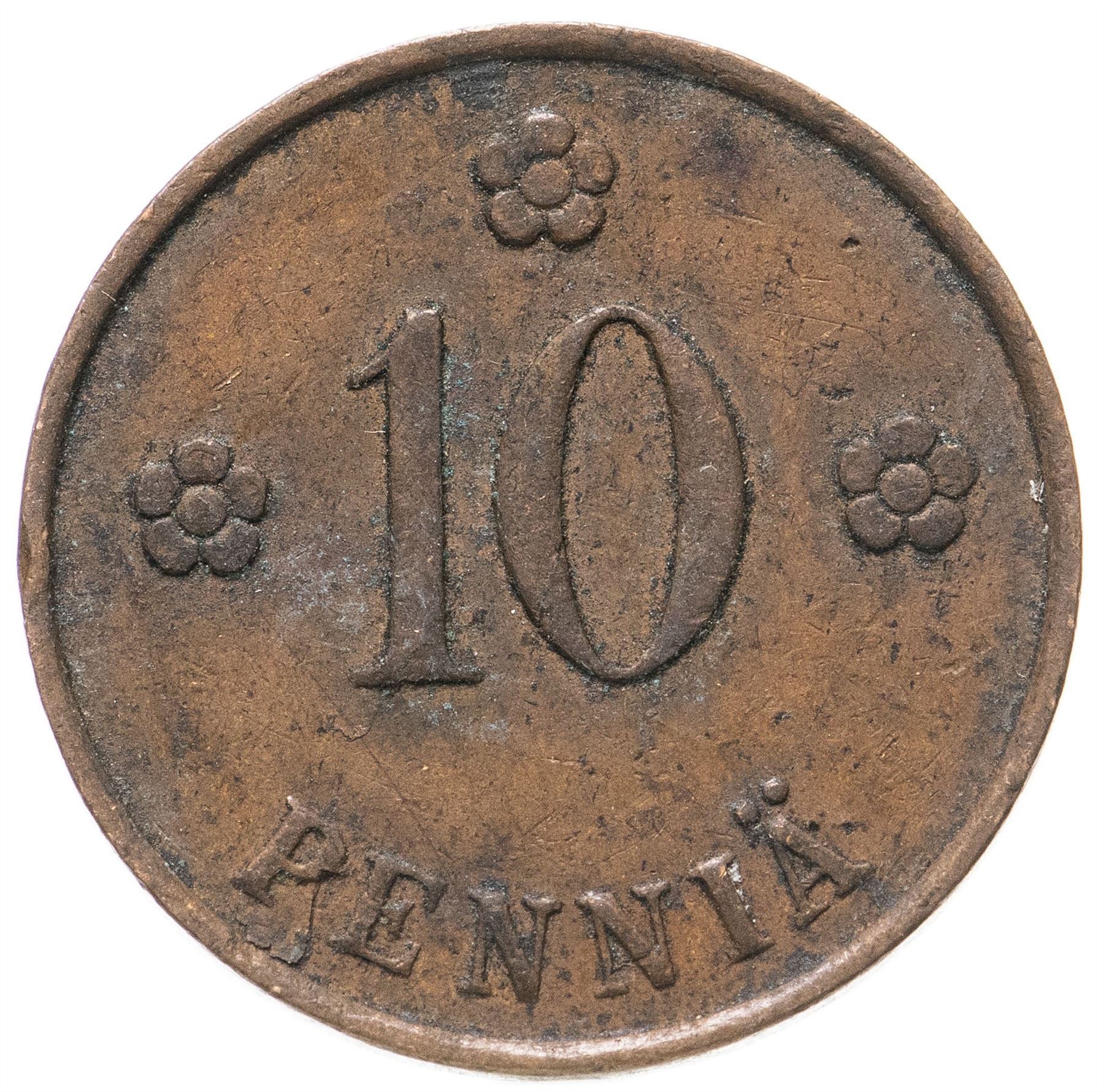 Finland Coin Finnish 10 Pennia | Rose | KM24 | 1919 - 1940