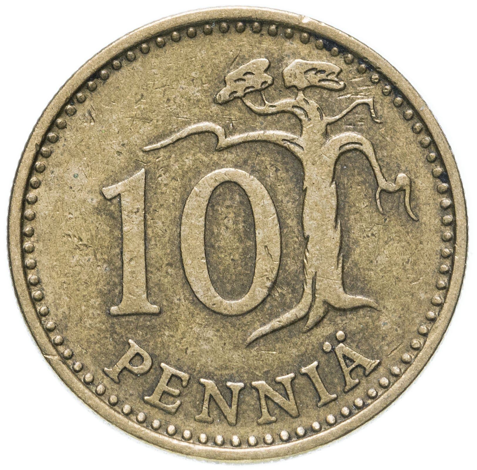 Finland Coin Finnish 10 Pennia | Tree | KM46 | 1963 - 1982