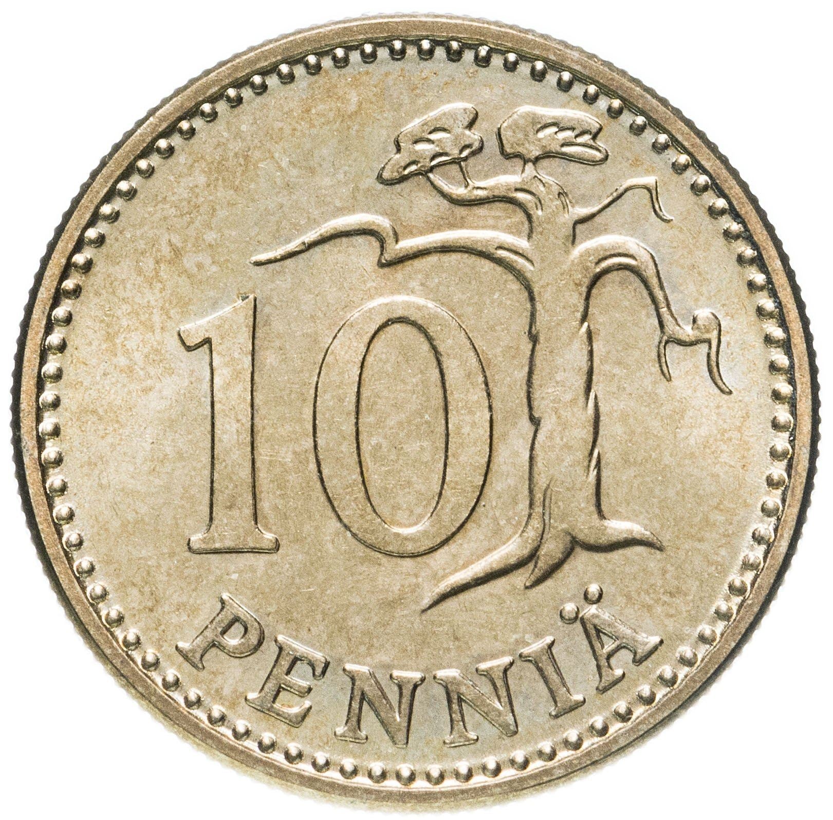 Finland Coin Finnish 10 Pennia | Tree | KM46 | 1963 - 1982