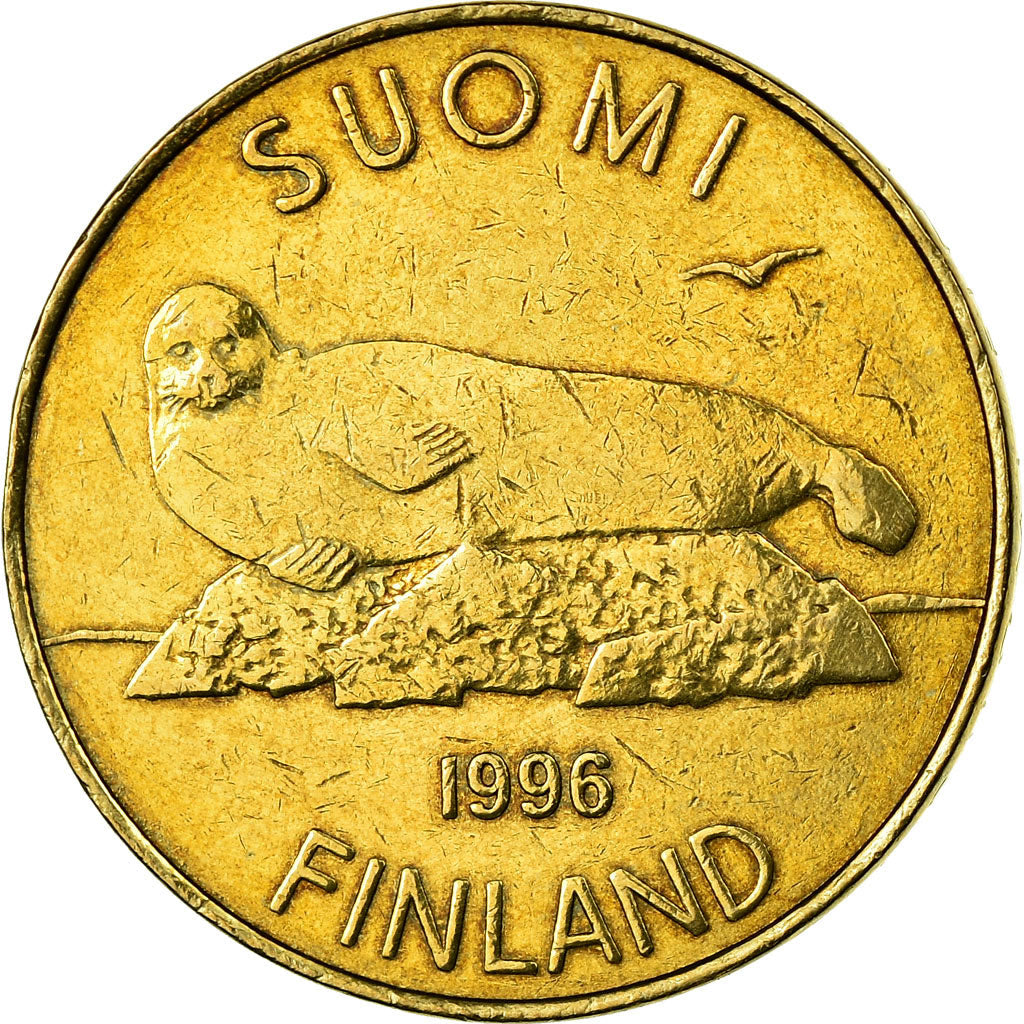 Finland Coin Finnish 5 Markkaa | Dragonfly | Lily Pad | Lake Saimaa Ringed Seal | KM73 | 1992 - 2001