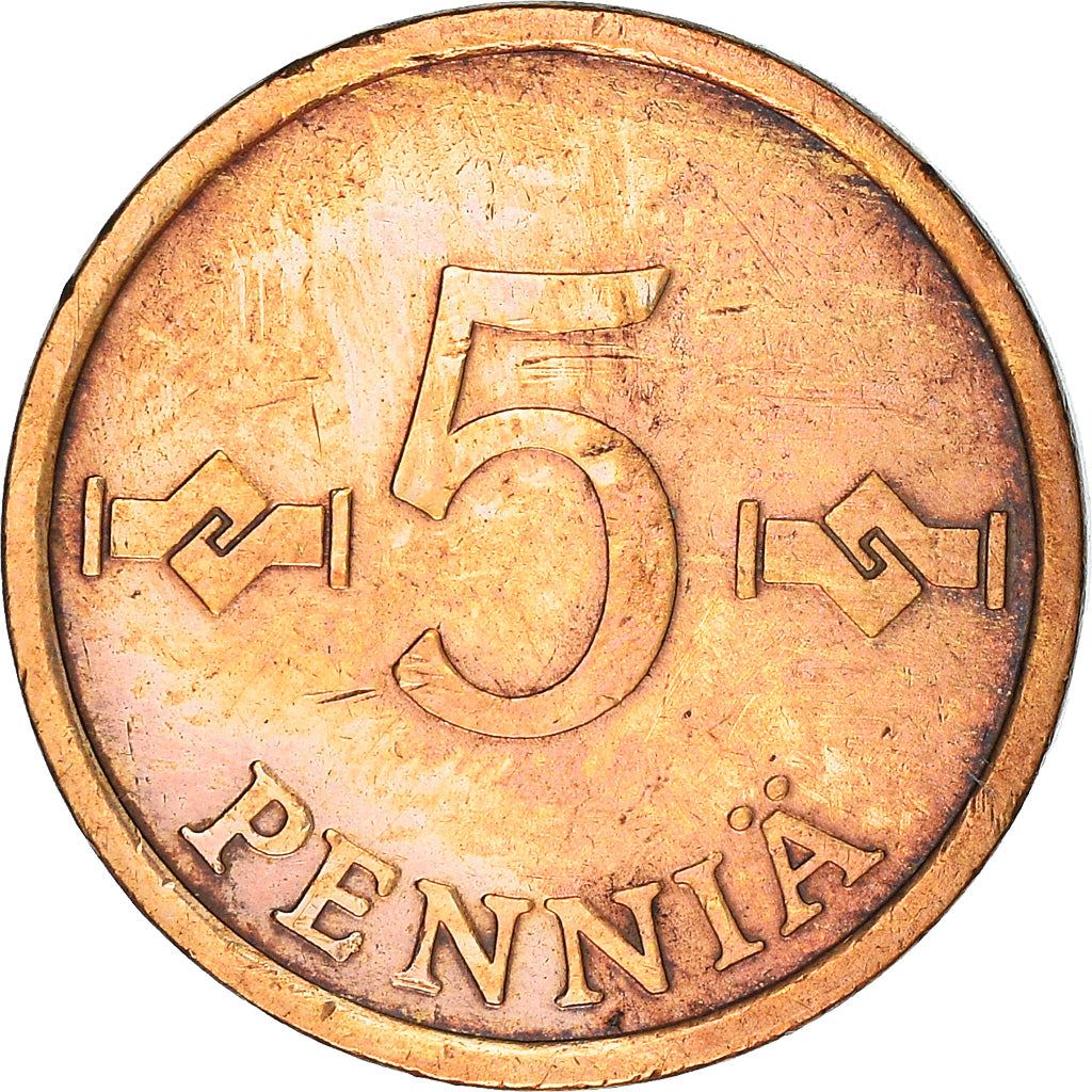 Finland Coin Finnish 5 Pennia | Saint Hannes Cross | KM45 | 1963 - 1977