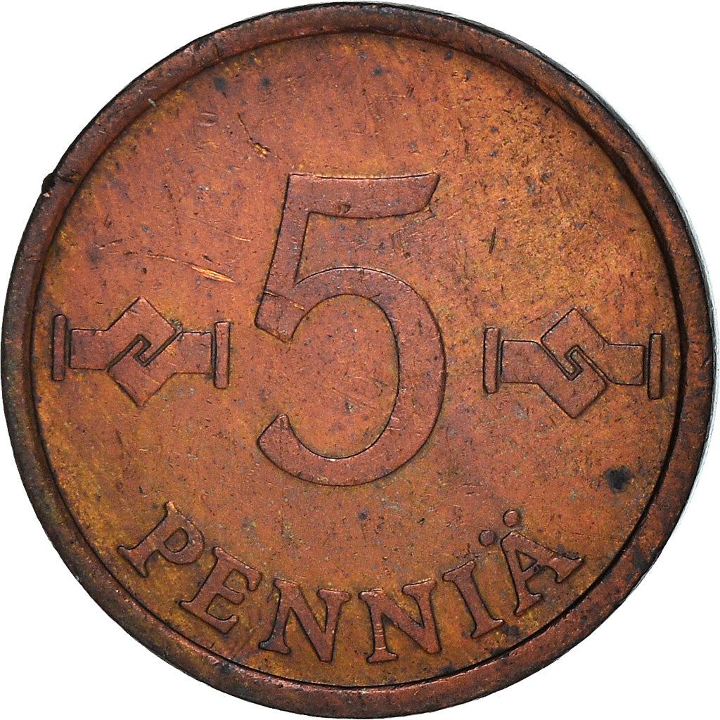 Finland Coin Finnish 5 Pennia | Saint Hannes Cross | KM45 | 1963 - 1977