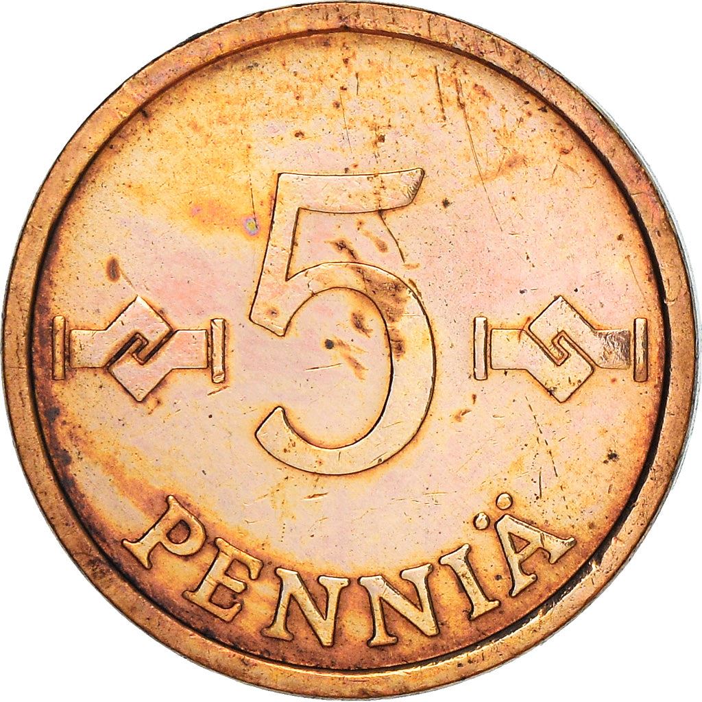 Finland Coin Finnish 5 Pennia | Saint Hannes Cross | KM45 | 1963 - 1977