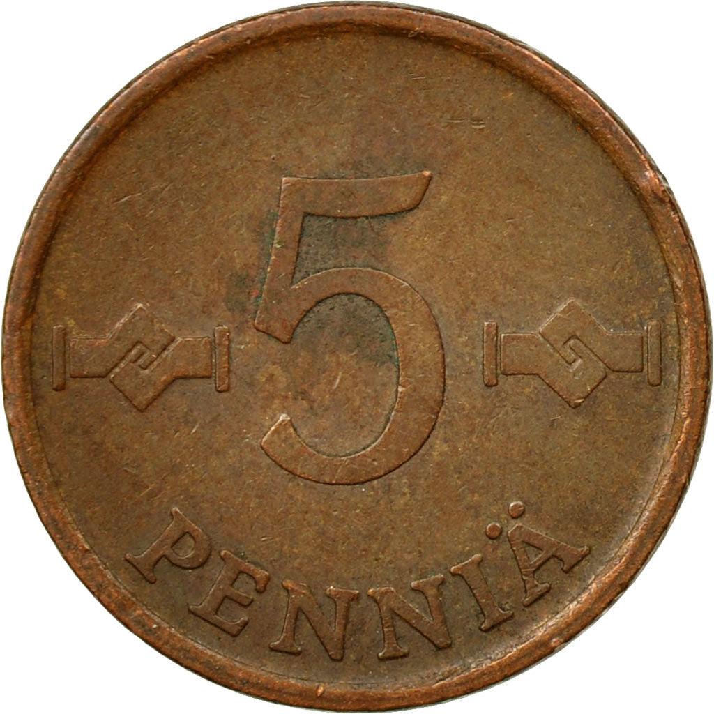 Finland Coin Finnish 5 Pennia | Saint Hannes Cross | KM45 | 1963 - 1977