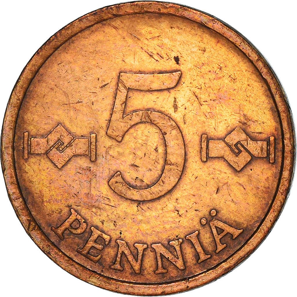 Finland Coin Finnish 5 Pennia | Saint Hannes Cross | KM45 | 1963 - 1977