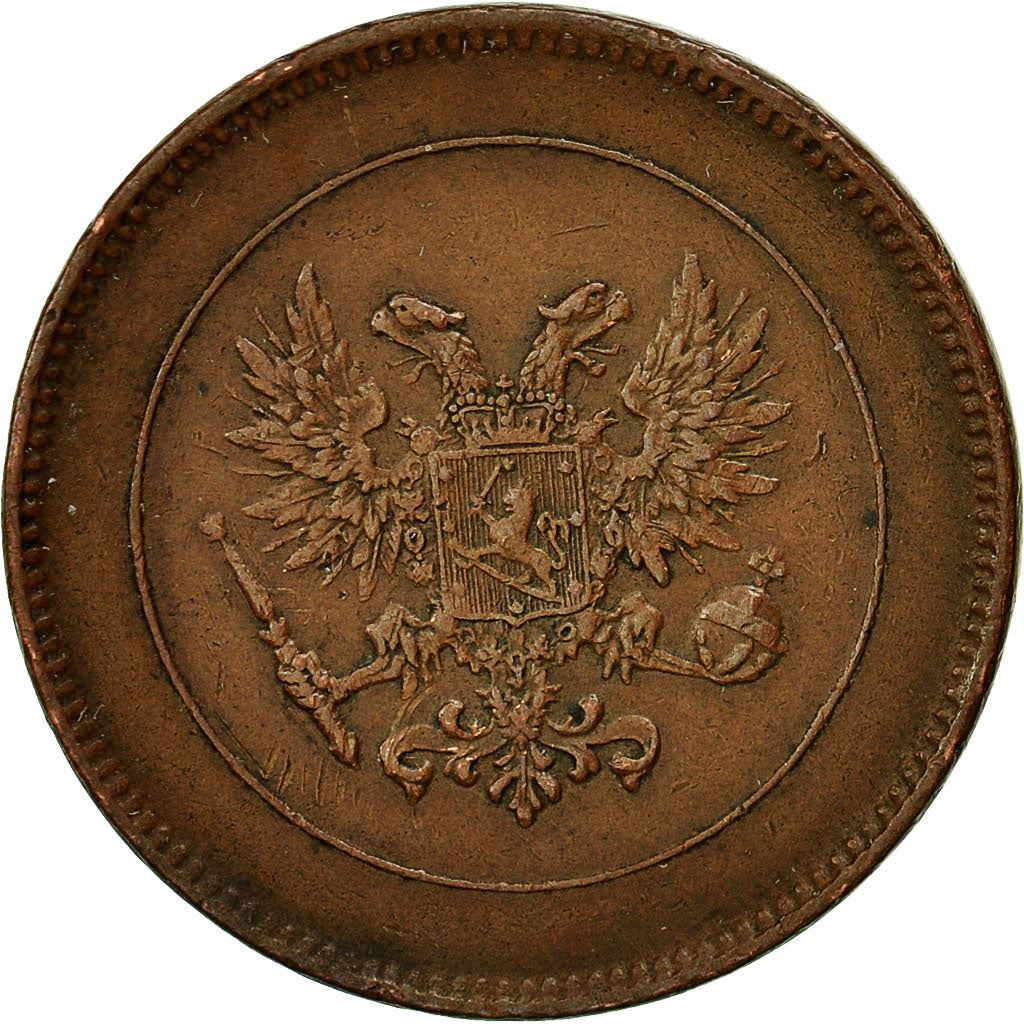 Finland | Finnish 5 Pennia Coin | Nikolai II | Civil War Coinage | Imperial Eagle | KM17 | 1917