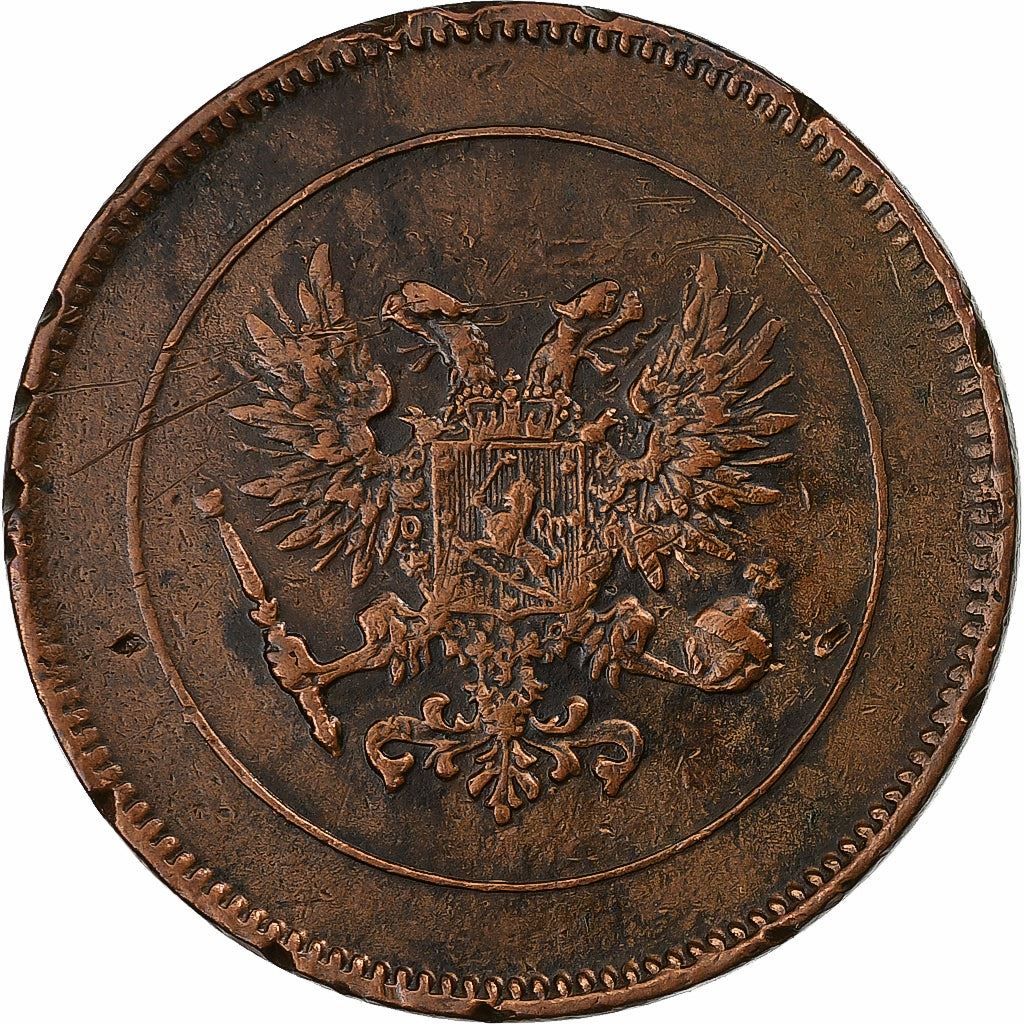 Finland | Finnish 5 Pennia Coin | Nikolai II | Civil War Coinage | Imperial Eagle | KM17 | 1917