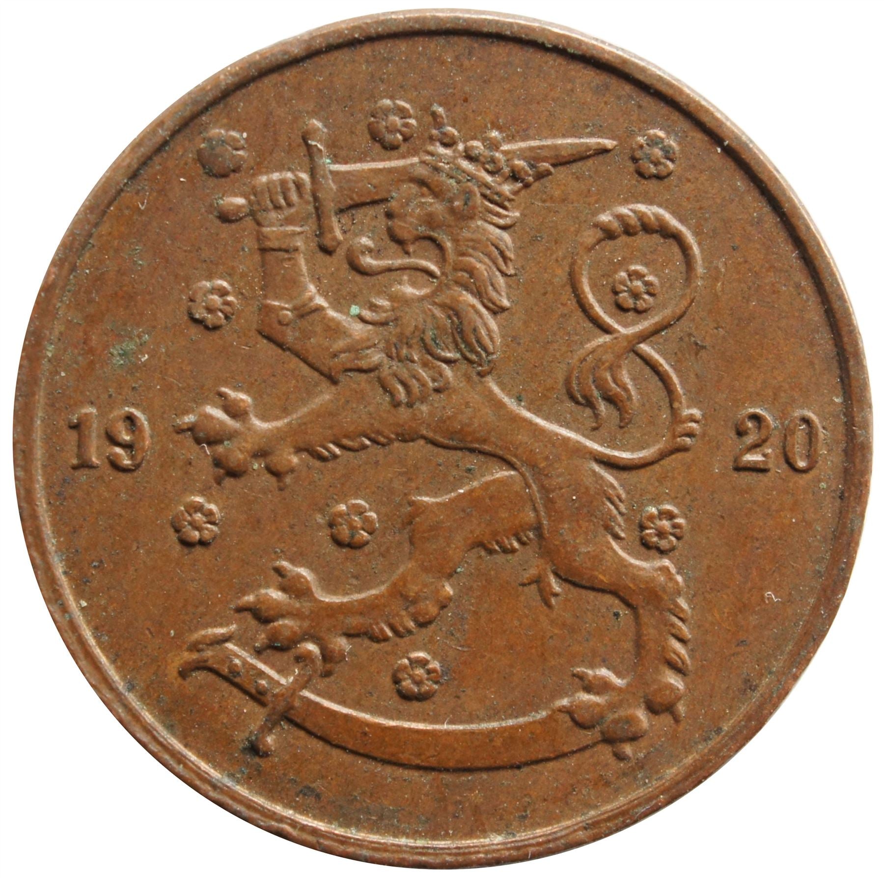 Finland | Finnish 5 Pennia Coin | Rose | KM22 | 1918 - 1940