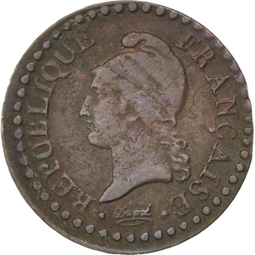 France | 1 Centime Coin | Marianne | Phrygian cap | Km:646 | 1797 - 1799