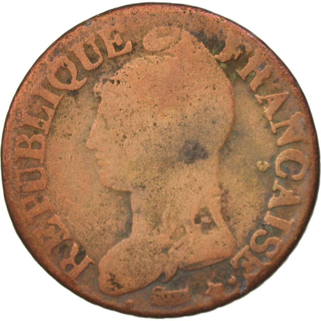 France | 5 Centimes Coin | Marianne | Phrygian cap | Km:640 | 1796 - 1800