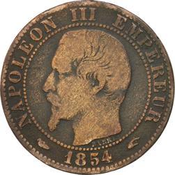 France | 5 Centimes Coin | Napoleon III | Eagle | Km:777 | 1853 - 1857