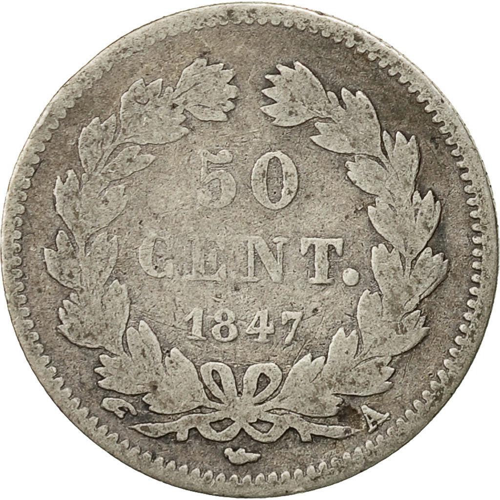 France | 50 Centimes Coin | LOUIS PHILIPPE I | Wreath | Km:768 | 1845 - 1848