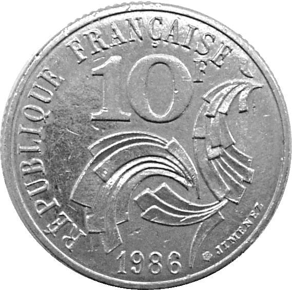 France Fifth Republic | 10 Francs Coin KM959 1986