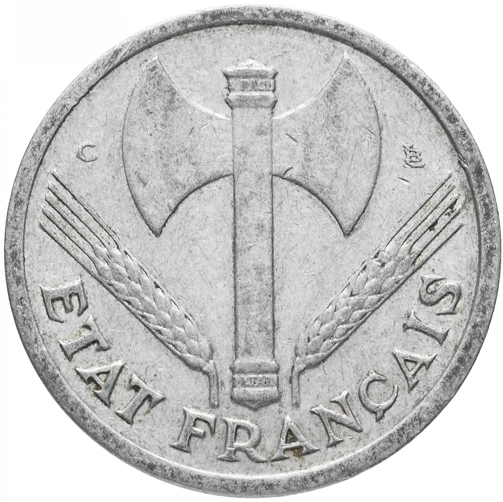 French 1 Franc Coin | Vichy French State | light type | KM902 | France | 1942 - 1944