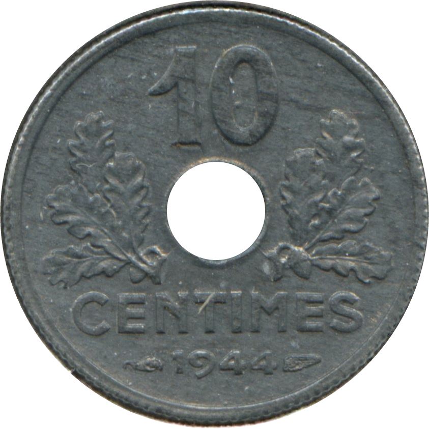 French 10 Centimes Coin | KM903 | France | 1943 - 1944