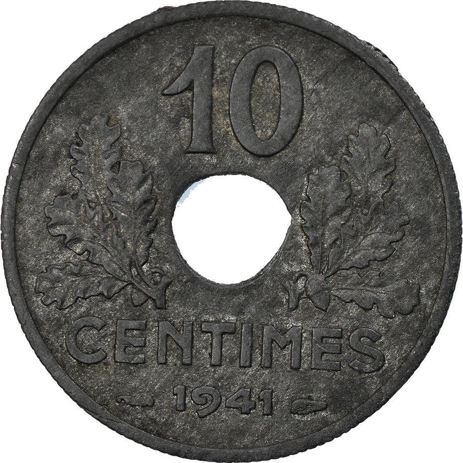 French 10 Centimes Coin | Vichy French State; large issue | KM898 | France | 1941 - 1943