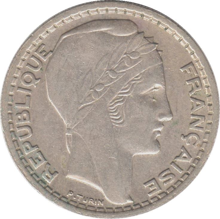 French 10 Francs Coin | Large Head | KM908 | France | 1945 - 1947