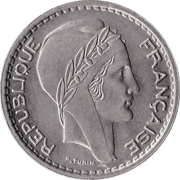 French 10 Francs Coin | Small Head | KM909 | France | 1947 - 1949