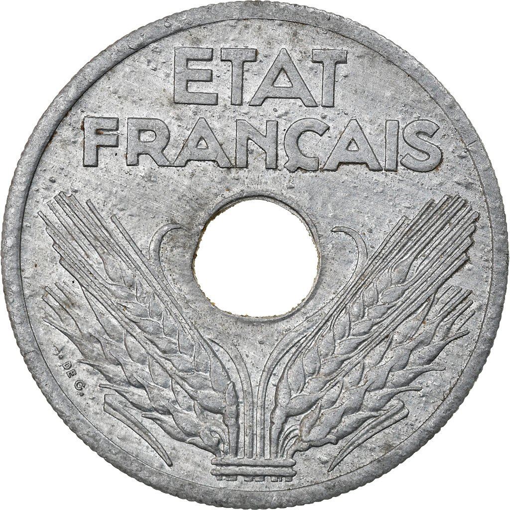 French | 20 Centimes Coin | Vichy French State | KM899 | France | 1941