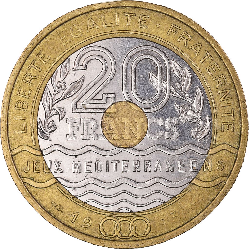 French | 20 Francs Coin | Mediterranean Games | KM1016 | France | 1993