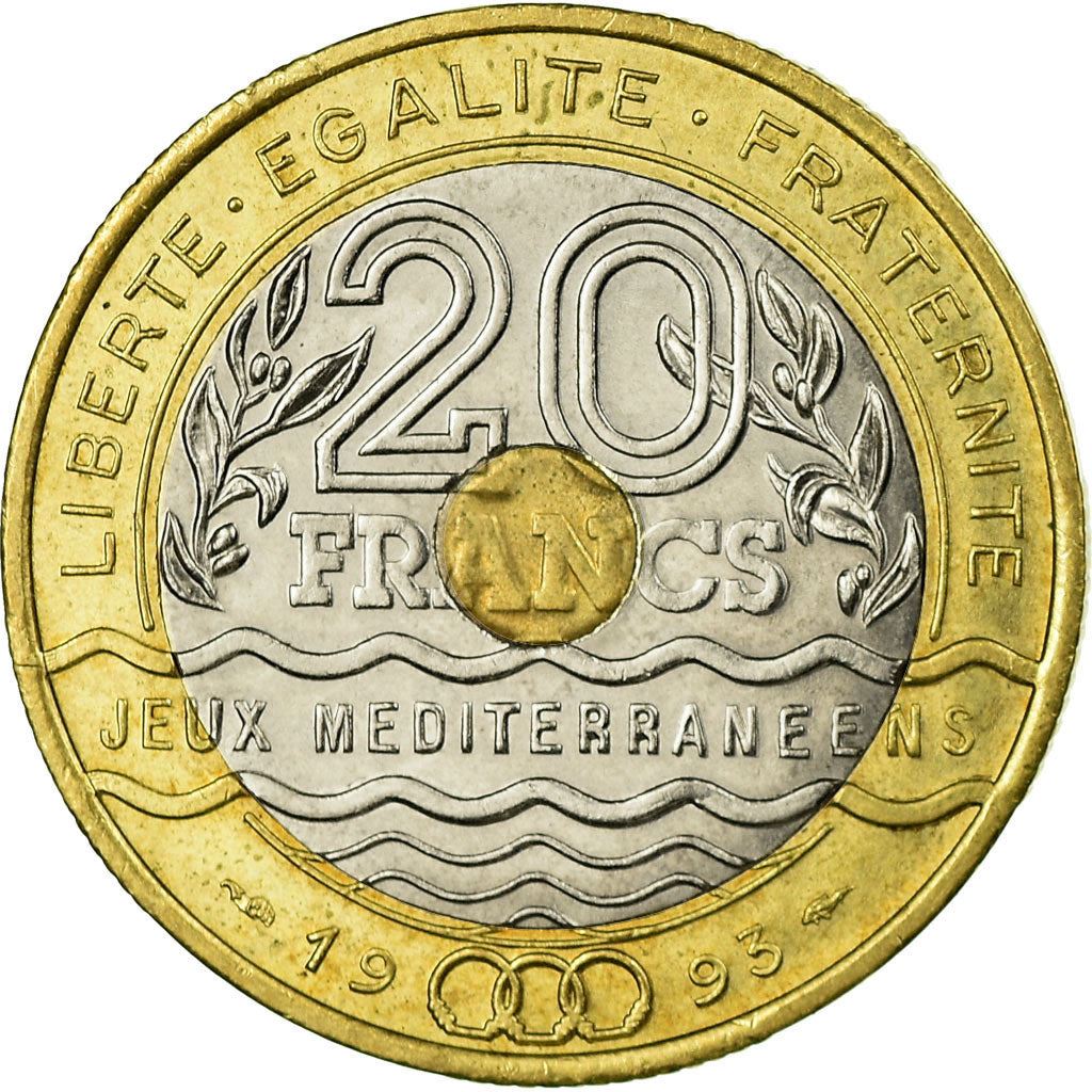 French | 20 Francs Coin | Mediterranean Games | KM1016 | France | 1993