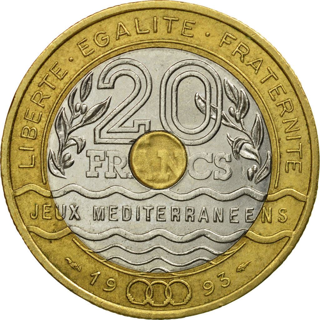 French | 20 Francs Coin | Mediterranean Games | KM1016 | France | 1993