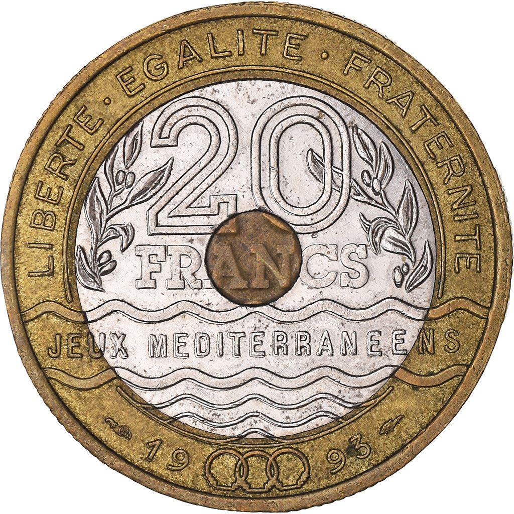 French | 20 Francs Coin | Mediterranean Games | KM1016 | France | 1993