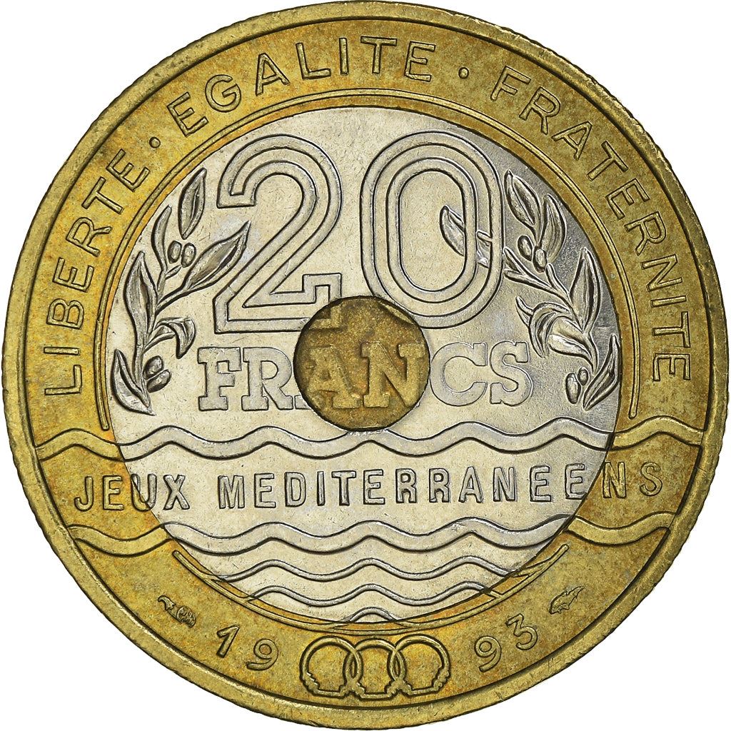 French | 20 Francs Coin | Mediterranean Games | KM1016 | France | 1993