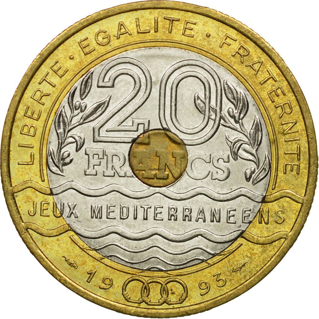 French | 20 Francs Coin | Mediterranean Games | KM1016 | France | 1993