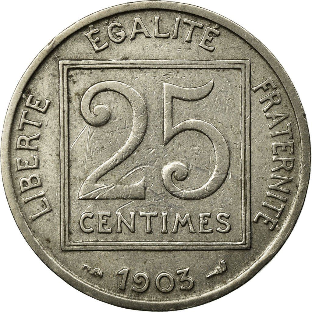 French 25 Centimes Coin | KM855 | France | 1903 - 1904