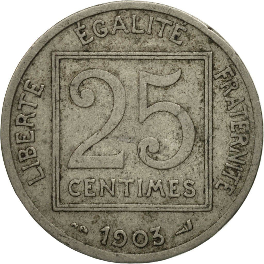 French 25 Centimes Coin | KM855 | France | 1903 - 1904