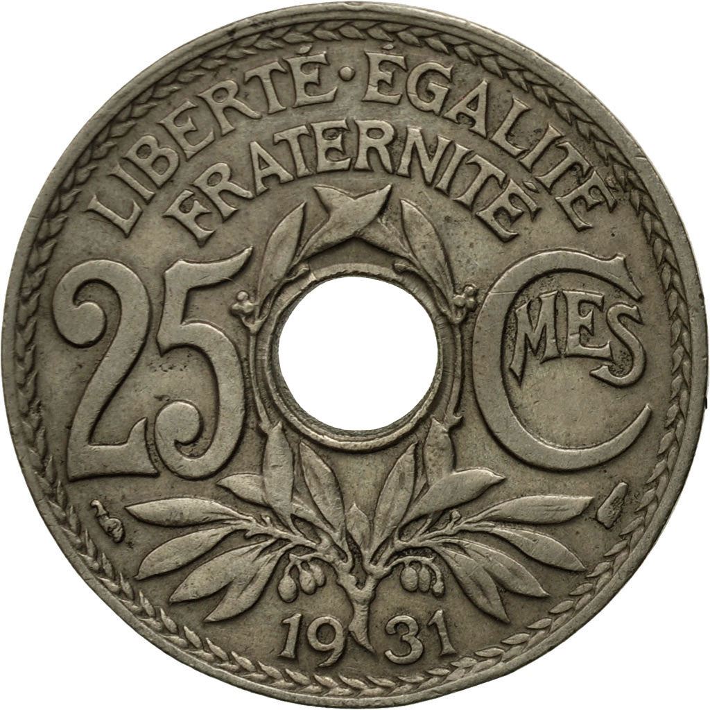 French 25 Centimes Coin | KM867a | France | 1917 - 1937