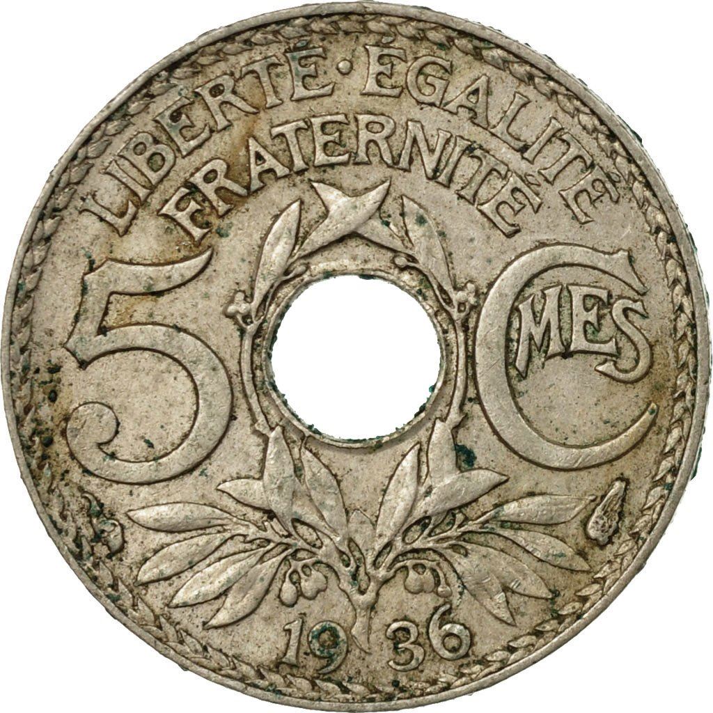 French 5 Centimes Coin | KM875 | France | 1920 - 1938